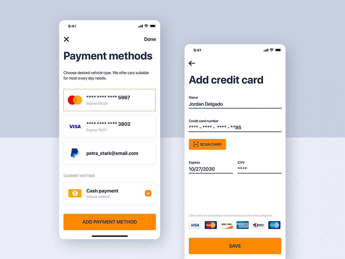 Default payment. Select payment methods mobile UI/UX. Payment method UI. Select payment methods UI/UX. Payment UI Design.