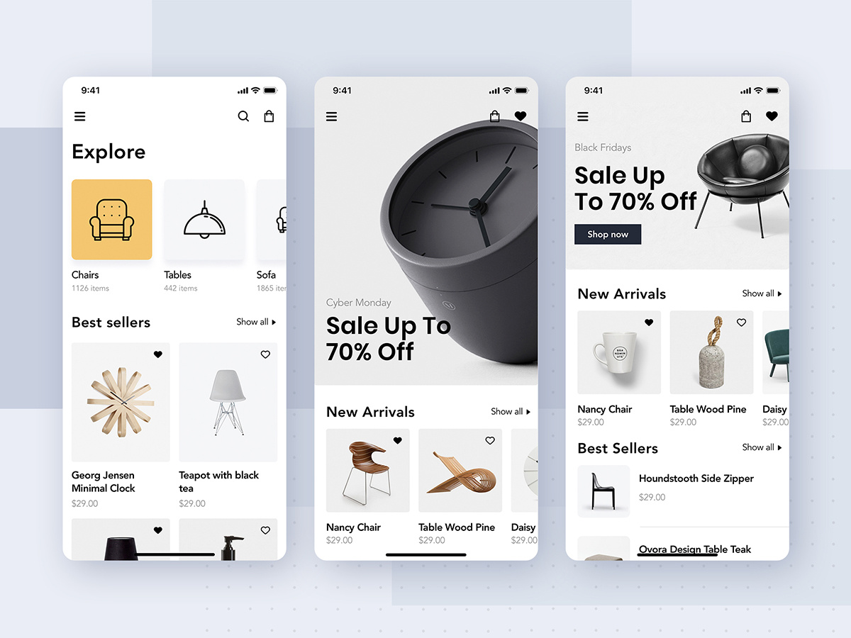 Furniture Shop Mobile App UI Concept by HoangPts on Dribbble