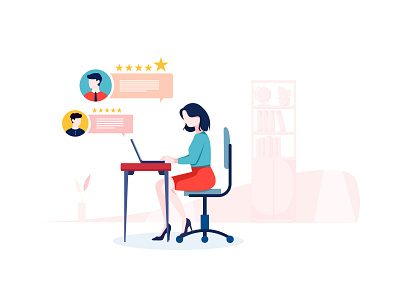 Customer Review flat concept for Landing page assessment banner business choice client comment communication competition concept customer design evaluation experience feedback flat icon illustration landing landing page level