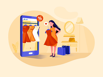 Explore your product - Online shop Illustration concept app bag banner business buy card cart online order pay payment phone product purchase
