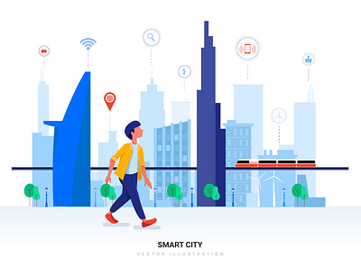 Smart City Vector Illustration abstract banner character city flat illustration infographic isometric landing modern page smart smarthome web