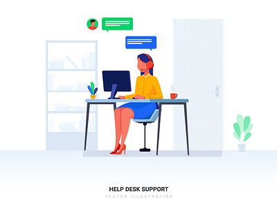 Help Desk Support Vector Illustration abstract banner call center center character desk flat help illustration infographic isometric landing modern page support web