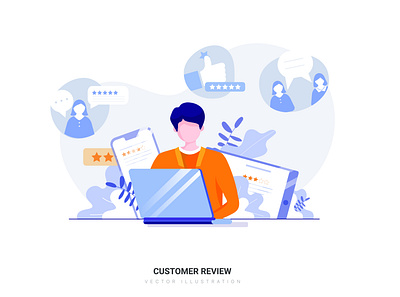 Customer Review Vector Illustration abstract banner character flat illustration infographic isometric landing modern page web