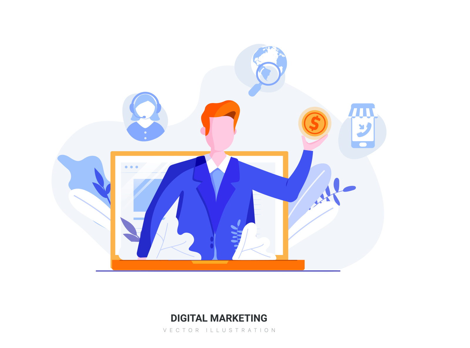 Digital Marketing Vector Illustration by HoangPts on Dribbble