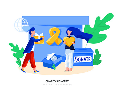 Charity Concept Vector Illustration abstract banner character charity donate flat illustration infographic isometric landing modern page web