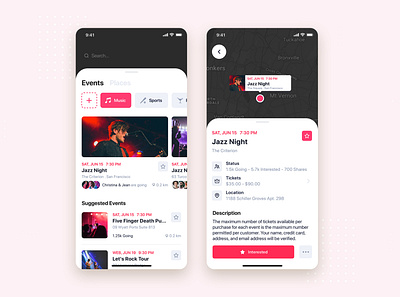 Music Event Mobile App UI Kit Template android app kit map mobile sketch template theme ticket ui