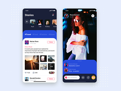 Social Stories Mobile App UI Kit Template