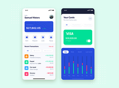 Banking Wallet Mobile App UI Kit Template android app card kit mobile money sketch template theme ui