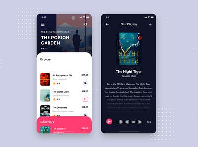 Audio Book Mobile App UI Kit Template android app kit mobile play reading sketch template theme ui