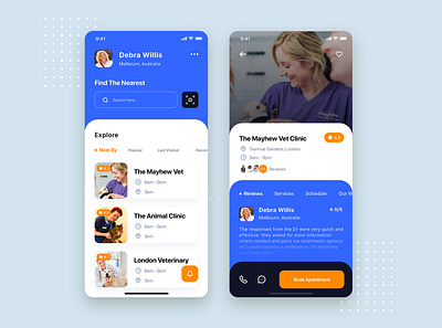 Pet Clinic Mobile App UI Template android app appointment book clinic kit mobile pet sketch template theme ui vet