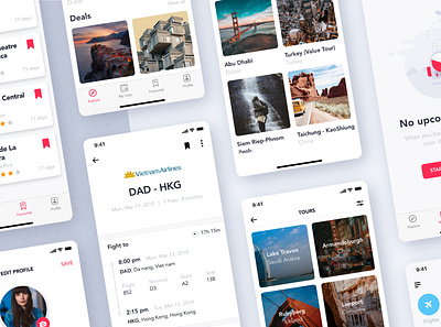 Travel App UI Kit app booking flight hotel kit mobile sketch template ticket tour travel trip ui vacation