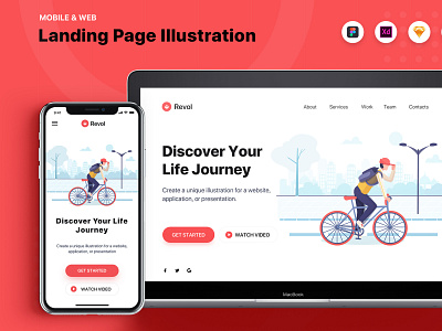 Revol - Sport Landing Page Illustration abstract banner fitness header illustration infographic isometric landing page sport web