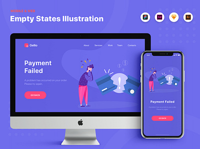 Payment Failed - Error State Illustration abstract app application background business character communication concept default image display empty state error 404 flat graphic icon illustration infographic interface internet isometric