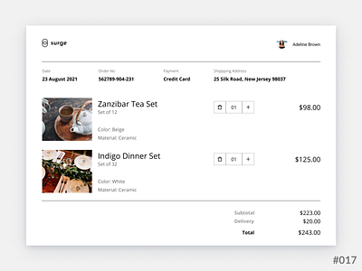 Daily UI #017 of 100 - Email Receipt