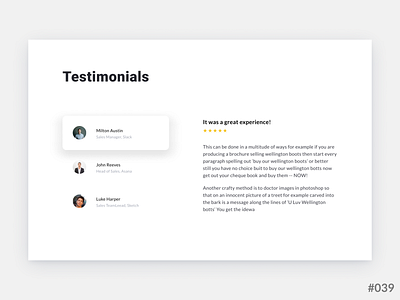 Daily UI #039 of 100 - Testimonials app application branding dailyui dailyui039 design illustration learn logo rebound testimonials ui ux uxui web design