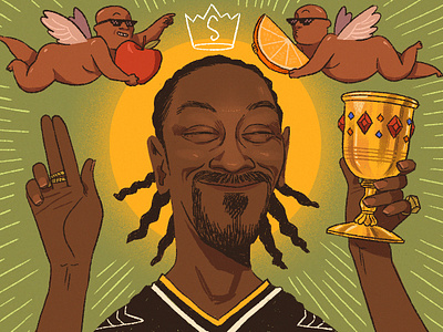 Gin & Juice art color commercial digital editorial food and drink gin gin and juice gold green hip hop illustration likeness liquor music portrait portraiture snoop snoop dogg yellow