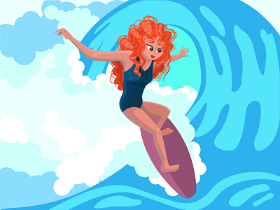 surf girl illustration вектор векторная графика векторная иллюстрация волна девушка лето море серф серфинг спорт спортивная девушка
