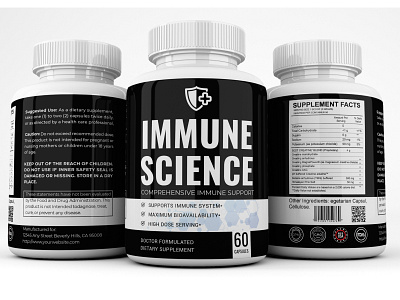 IMMUNE SCIENCE black cbd oil design illustration label design labeldesign minimalist packaging design premium design supplement