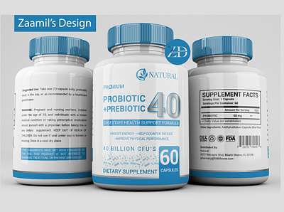 Probiotic +Prebiotic 3d branding cbd oil design graphic design illustration label label design labeldesign packaging packaging design premium design product label supplement supplement label
