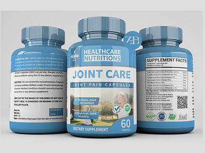 Joint Care Label 3d animation bottle label branding cbd oil design graphic design illustration joint care label design labeldesign logo motion graphics packaging design packaging label premium design product label supplement