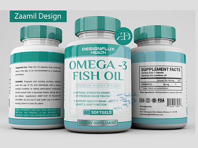 Omega-3 Fish Oil cbd oil design illustration label design labeldesign logo packaging design premium design supplement ui