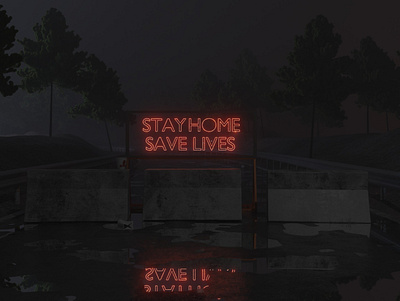 Stay Home 3d art 3d artist blender blender3d blender3dart closed covid19 cycles render cyclesrender design nightfall puddle puddles rendered roads stay home stay safe stayhome volumetrics