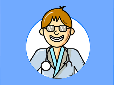 doctor-blue-illustration-with-eyeglass covid19 doctor icon set iconography illustraion