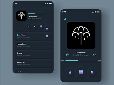 Dark Music Player bring me the horizon design music musicplayer typogaphy uidesign uiuxdesign userinterface