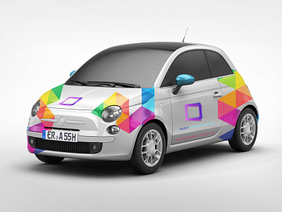 Fiat 500 Car Branding Mock-Up branding car commercial deliver design fiat illustration isolated mini mock up service smart