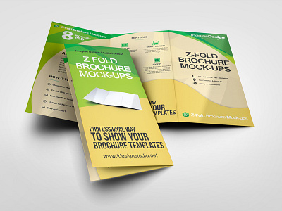 Z-Fold Brochure Mockup a4 accordion brochure design display fold leaflet mock up mockup tri fold z fold