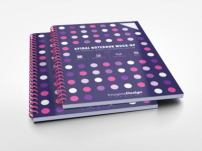 A4 Spiral Notebook Mockup a4 memo metallic mock up mockup notebook notes pages report school spiral workbook