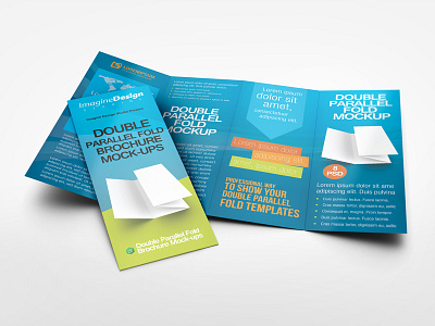 Double Parallel Fold Brochure Mock-up accordion brochure double fold folding gate mock up mockup parallel printing quadrifold stationary