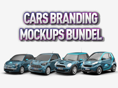 Cars Branding Mockups Bundle automobile brand branding bundle cars cygnet delivery fiat mini mockups service smart