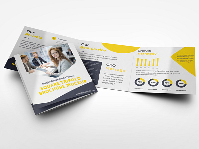 Square Trifold Brochure Mockup