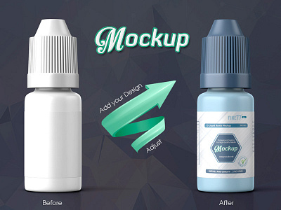 E Liquid Bottle Mockup bottle dropper e liquid eye drops flavor flavour medical medicine mockup package packaging psd