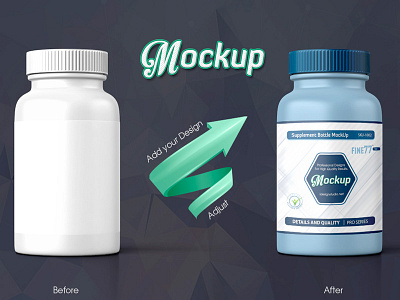 Supplement Bottle Mockup antibiotics bottle capsules container drug medicine mock up mockup nutrients pharmacy pills supplement