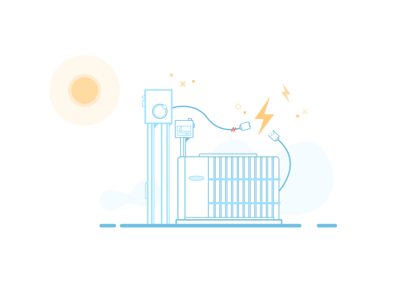 Broken AC Unit Illustration ac flat illustration outline