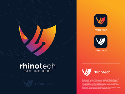 RhinoTech Logo company logo logotype modern logo rhino rhino logo rhinologo