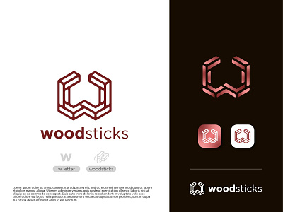 Woodsticks company lettermark logo monogram monogramlogo wletter wood woodlogo woodsticks