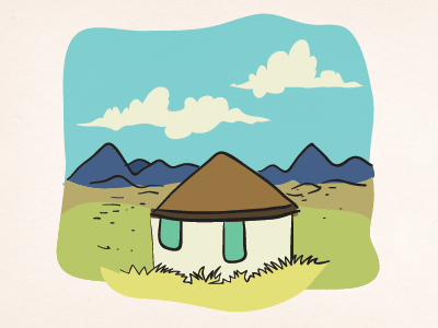 Yurt hand drawn illustration simple yurt