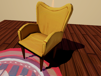 Yellow chair WIP 3d 3d modeling chair