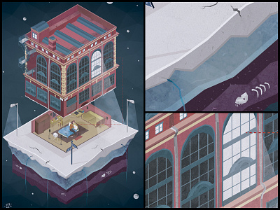 NQ Dreams Serie-1 building colour design geometric illustration isometric love phone reflection