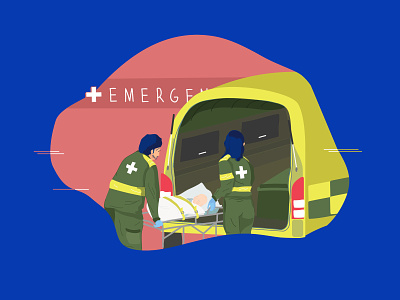 Emergency Shot ambulance baby care emergency hospital illness illustration paramedics