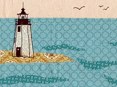 Lighthouse fabric handdrawn illustration texture