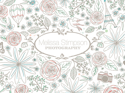 Illustrated pattern for Melissa Stimpson Photography floral handdrawn illustration packaging watercolor