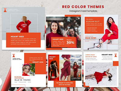 Instagram Feed Template - Red Themes branding design fashion graphicdesign instagram instagram post instagram template powerpoint powerpoint design presentation red tamplate