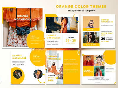 Instagram Feed Template - Orange Color branding color design graphicdesign instagram instagram post instagram story instagram template orange