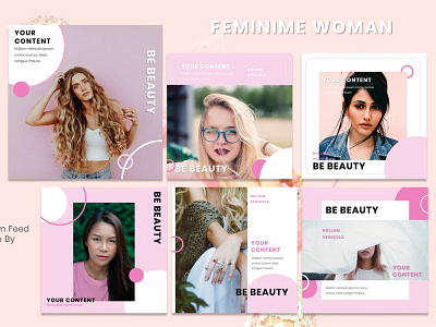 Instagram Feed Template - Woman Pink