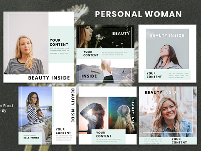 Instagram Feed Template - Personal Woman branding design fashion fashion brand graphicdesign green instagram instagram post instagram story instagram template