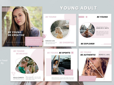 Instagram Feed - Be Young branding design fashion fashion brand graphicdesign instagram instagram post instagram template models presentation young adult young life